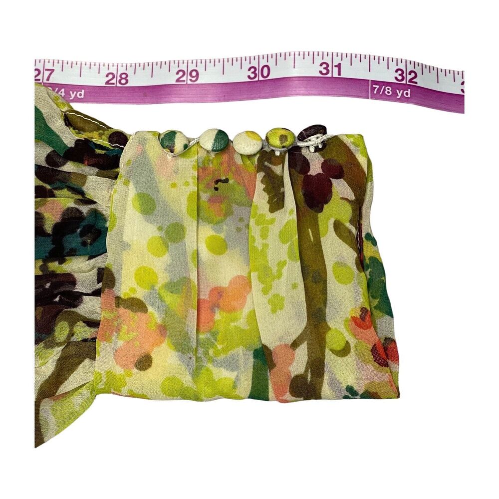 H&M Multicolor Floral Sheer Long Sleeve Blouse Women’s Size 4 - Picture 7 of 9